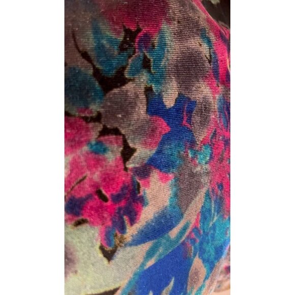 Badgley Mischka Velour Floral Top 2X Blue Retro Boho Western Coastal Preppy 80s - Picture 12 of 15